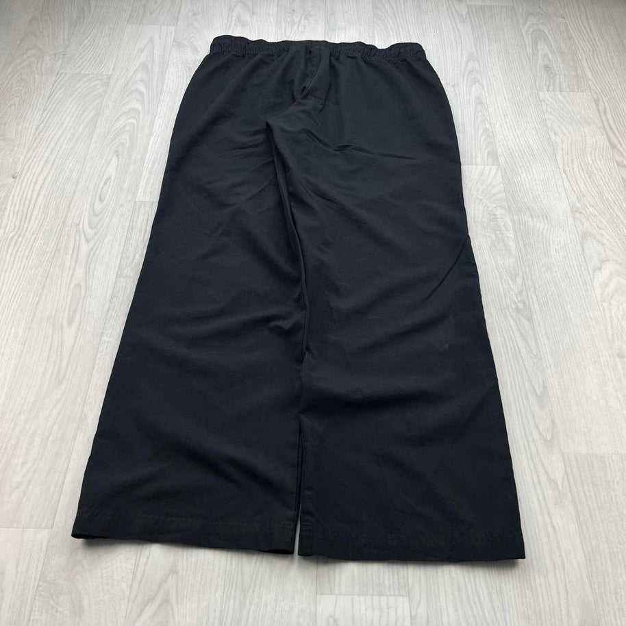 VINTAGE Y2K NIKE WIDE LEG PIN STRIPE TRACKSUIT BOTTOMS BLACK