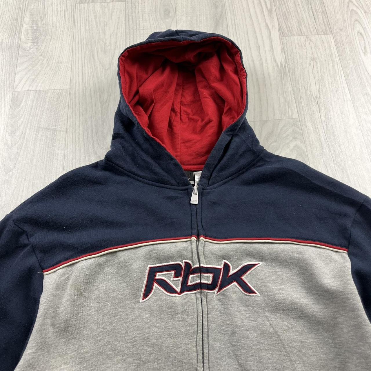 VINTAGE Y2K REEBOK ZIP HOODIE GREY NAVY