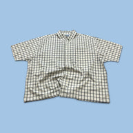 VINTAGE 00s WRANGLER CHECKERED CROPPED SHORT SLEEVE BUTTON UP SHIRT CREAM