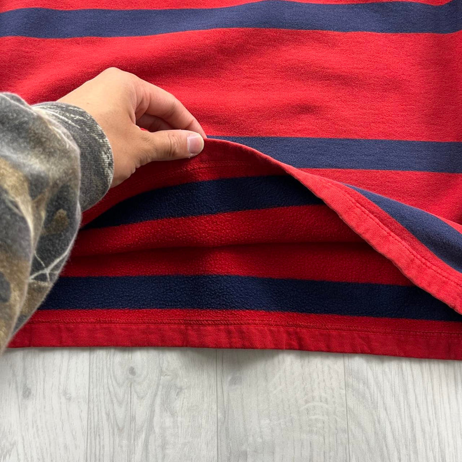VINTAGE Y2K RALPH LAUREN STRIPED LONG SLEEVE RUGBY POLO SHIRT RED