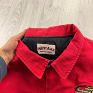 VINTAGE 90s WRANGLER WORKWEAR BOMBER JACKET BLACK / RED