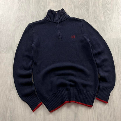 VINTAGE Y2K CHAPS CHUNKY QUARTER ZIP KNITTED JUMPER NAVY