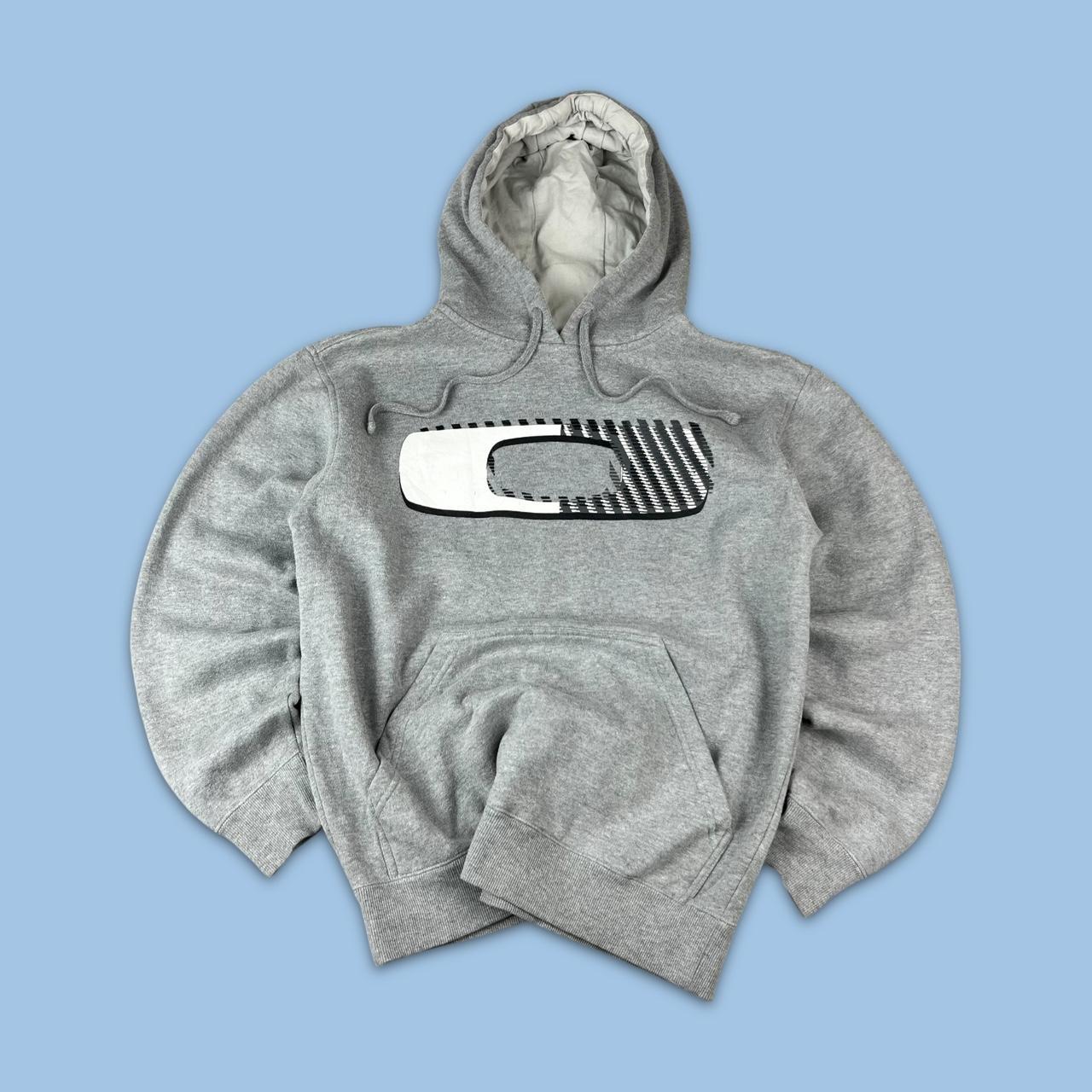 VINTAGE Y2K OAKLEY SPELL OUT CENTRE LOGO HOODIE GREY