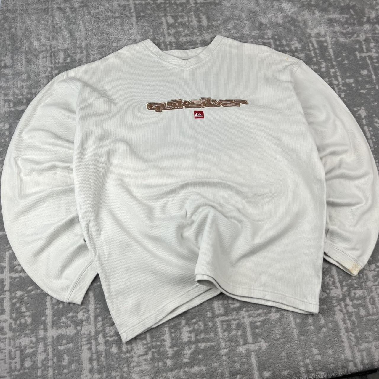 VINTAGE Y2K QUIKSILVER SPELL OUT BOXY SWEATSHIRT CREAM