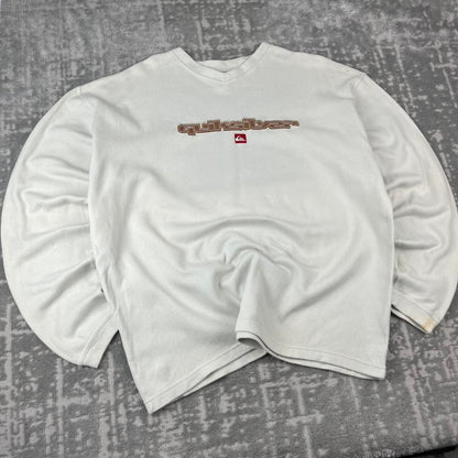 VINTAGE Y2K QUIKSILVER SPELL OUT BOXY SWEATSHIRT CREAM