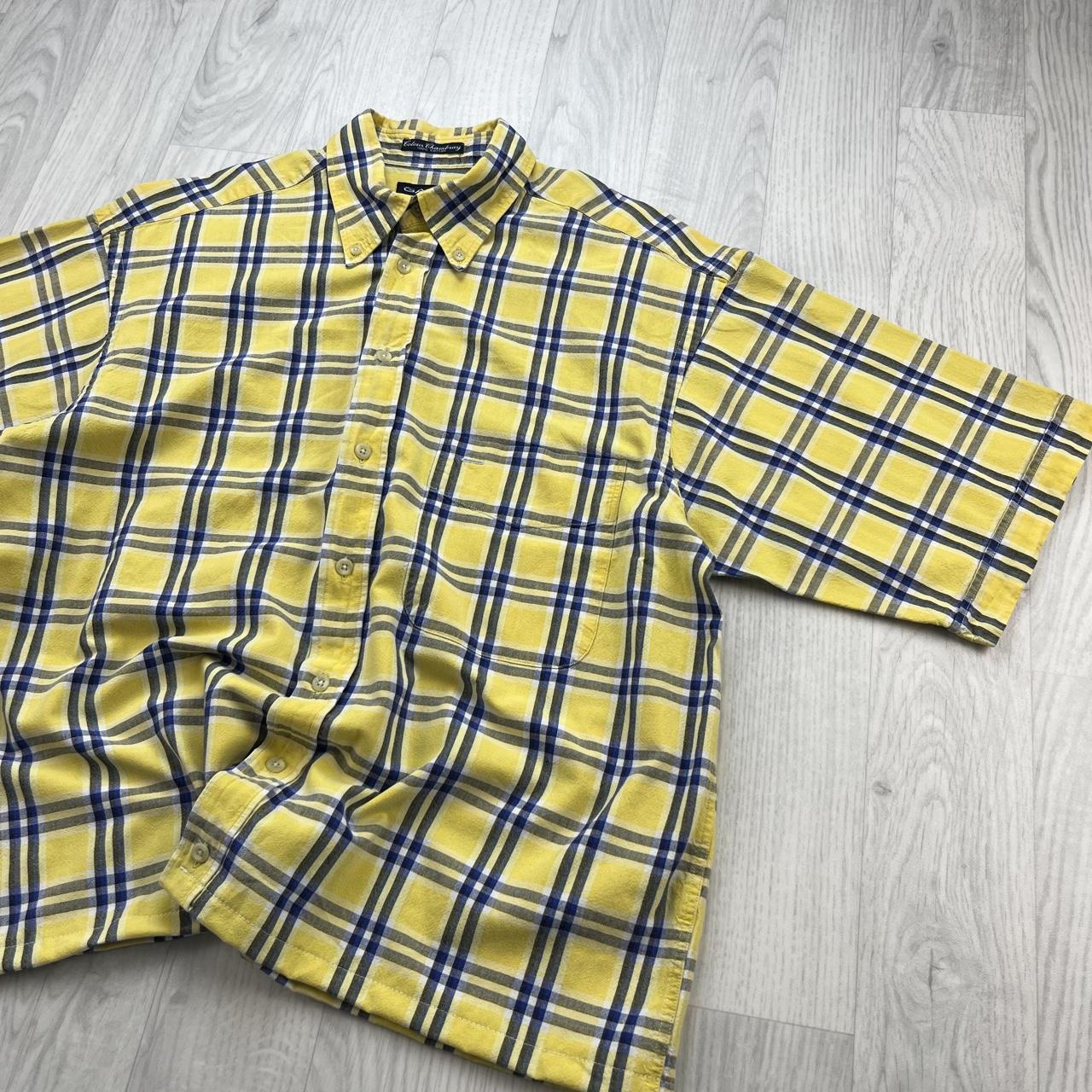VINTAGE 00s GANT CHECKERED CROPPED SHORT SLEEVE BUTTON UP SHIRT YELLOW