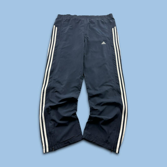 VINTAGE Y2K ADIDAS WIDE LEG BAGGY TRACKSUIT BOTTOMS NAVY