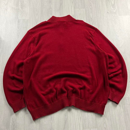 VINTAGE Y2K POLO RALPH LAUREN CHUNKY QUARTER ZIP KNITTED JUMPER RED