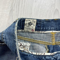VINTAGE Y2K HANG TEN DENIM EMBROIDERED MINI SKIRT BLUE