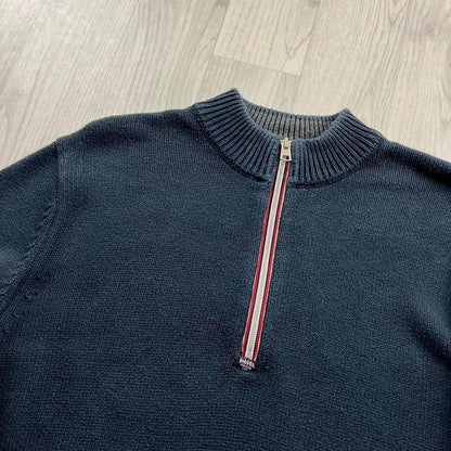 DIESEL CHUNKY RIBBED QUARTER ZIP KNITTED JUMPER NAVY