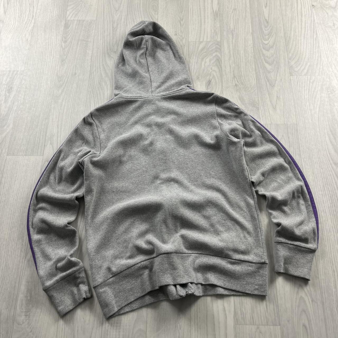 VINTAGE Y2K ADIDAS STRIPE ZIP HOODIE GREY PURPLE