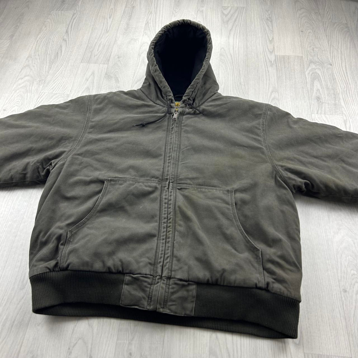 VINTAGE Y2K CABELAS HOODED WORKWEAR BOMBER JACKET KHAKI
