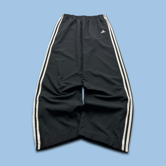 VINTAGE Y2K ADIDAS SIDE STRIPE BAGGY TRACKSUIT BOTTOMS BLACK WHITE (L Ws)