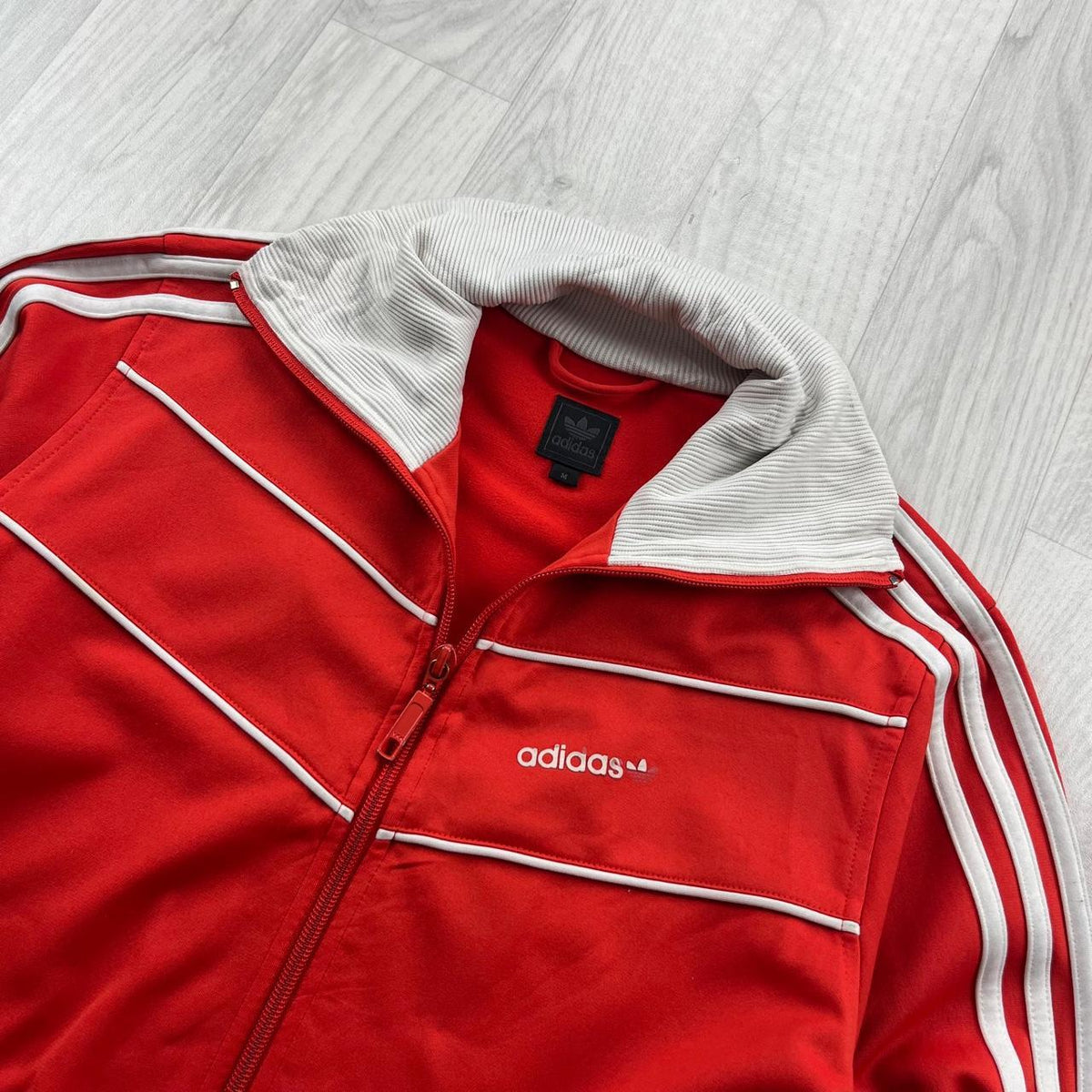 VINTAGE 90s ADIDAS ZIP UP TRACK JACKET RED WHITE
