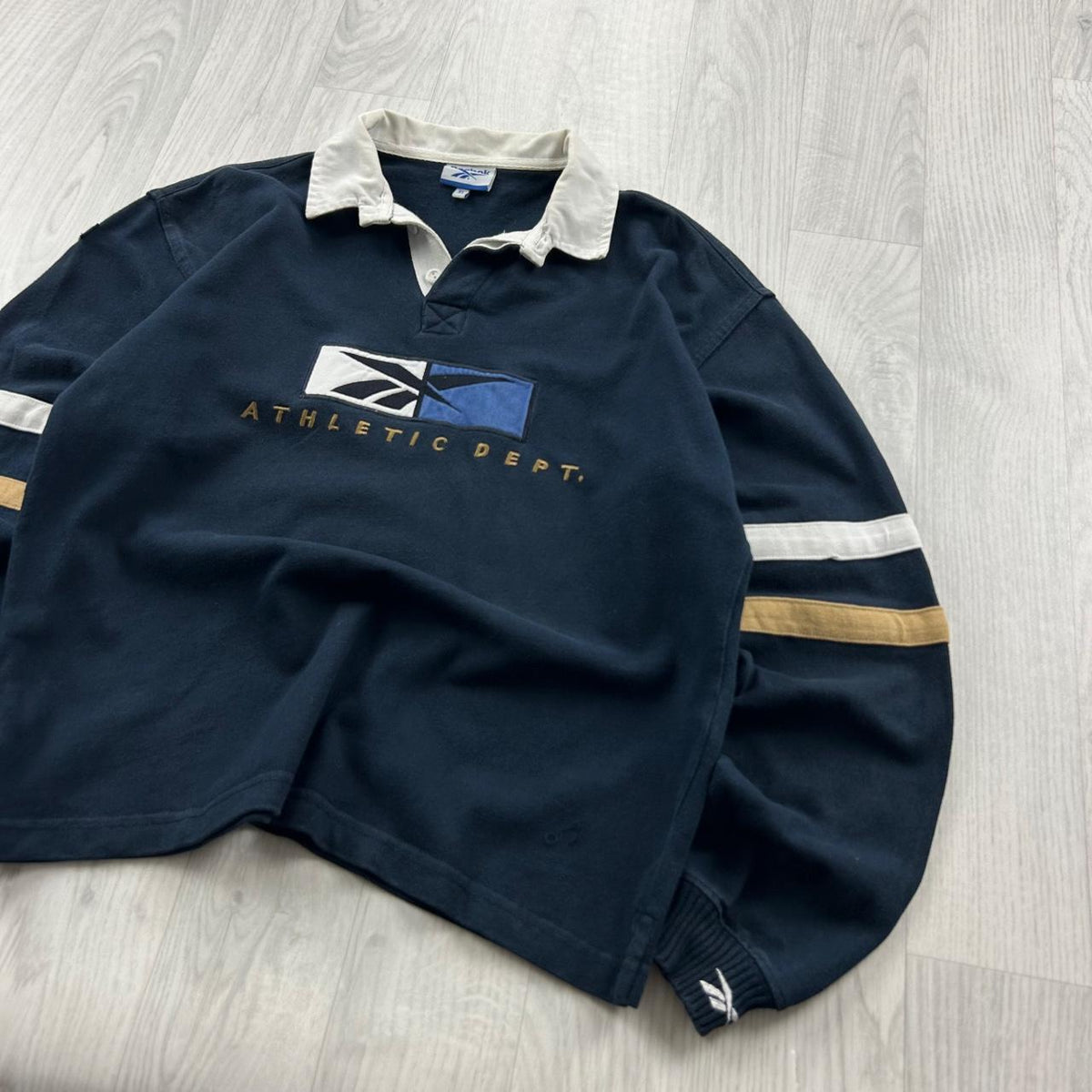 VINTAGE Y2K REEBOK LONG SLEEVE RUGBY POLO SHIRT NAVY