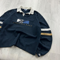 VINTAGE Y2K REEBOK LONG SLEEVE RUGBY POLO SHIRT NAVY