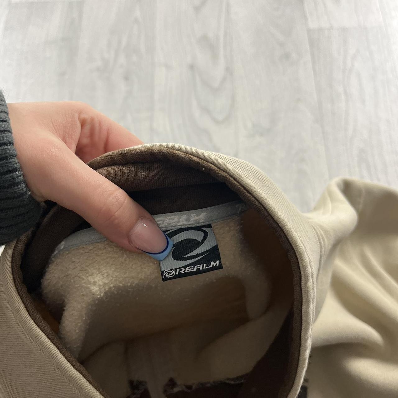 VINTAGE Y2K REALM SPELL OUT ZIP HOODIE BEIGE