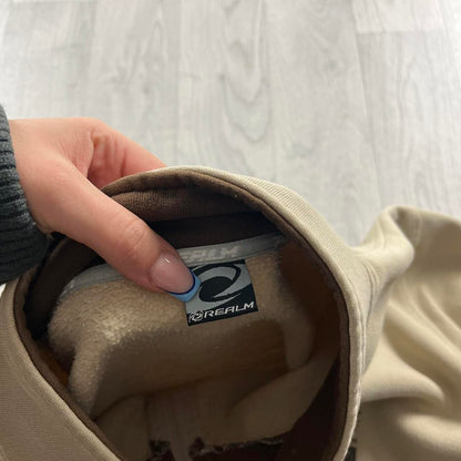 VINTAGE Y2K REALM SPELL OUT ZIP HOODIE BEIGE