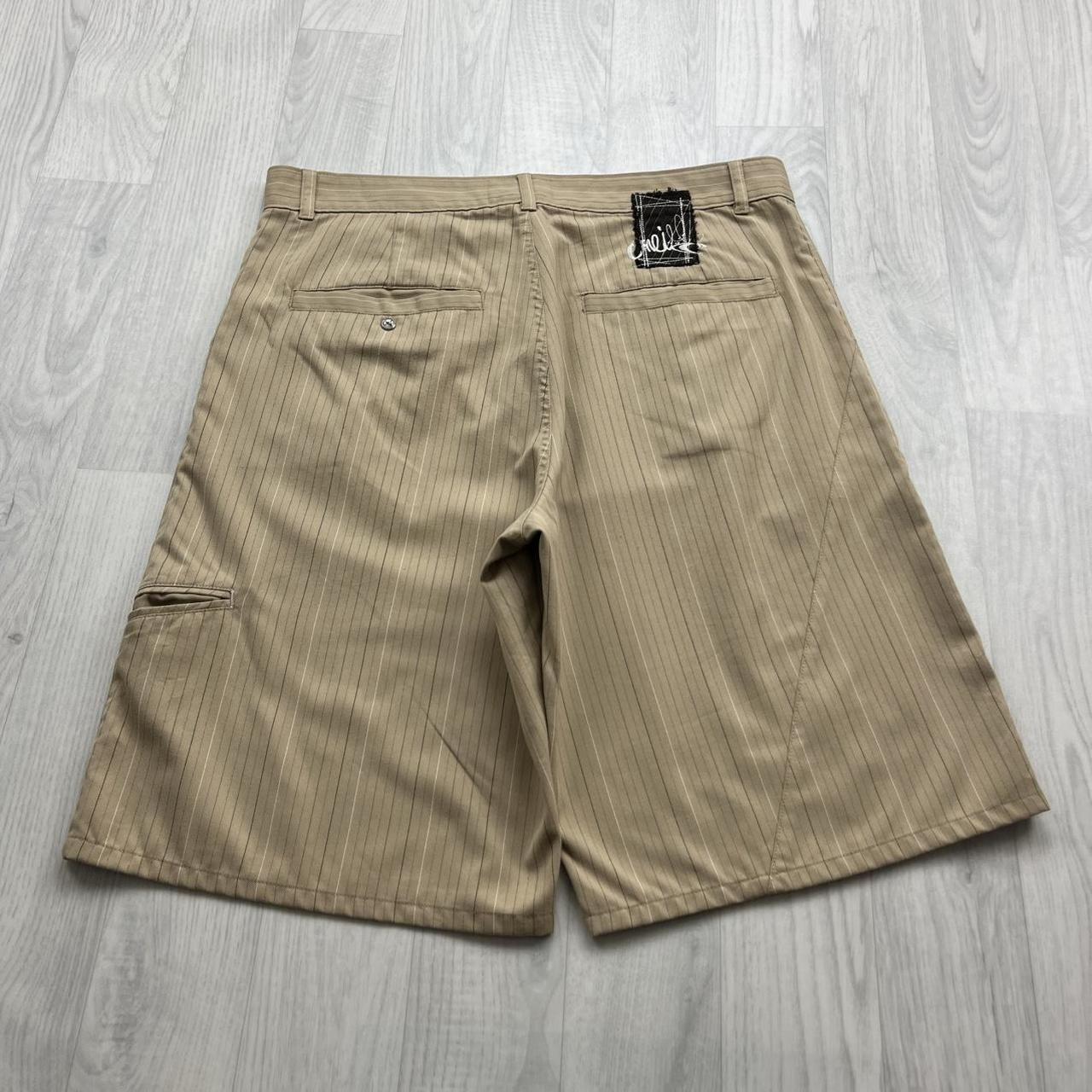 VINTAGE Y2K ONEILL BAGGY PINSTRIPE SHORTS BEIGE