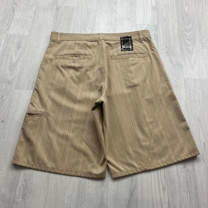 VINTAGE Y2K ONEILL BAGGY PINSTRIPE SHORTS BEIGE