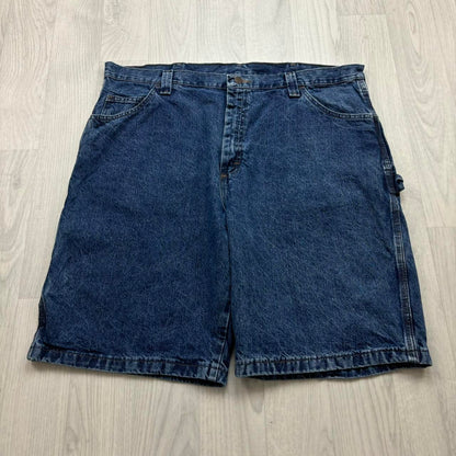 VINTAGE 00s WRANGLER BAGGY LOOSE CARPENTER JORTS BLUE