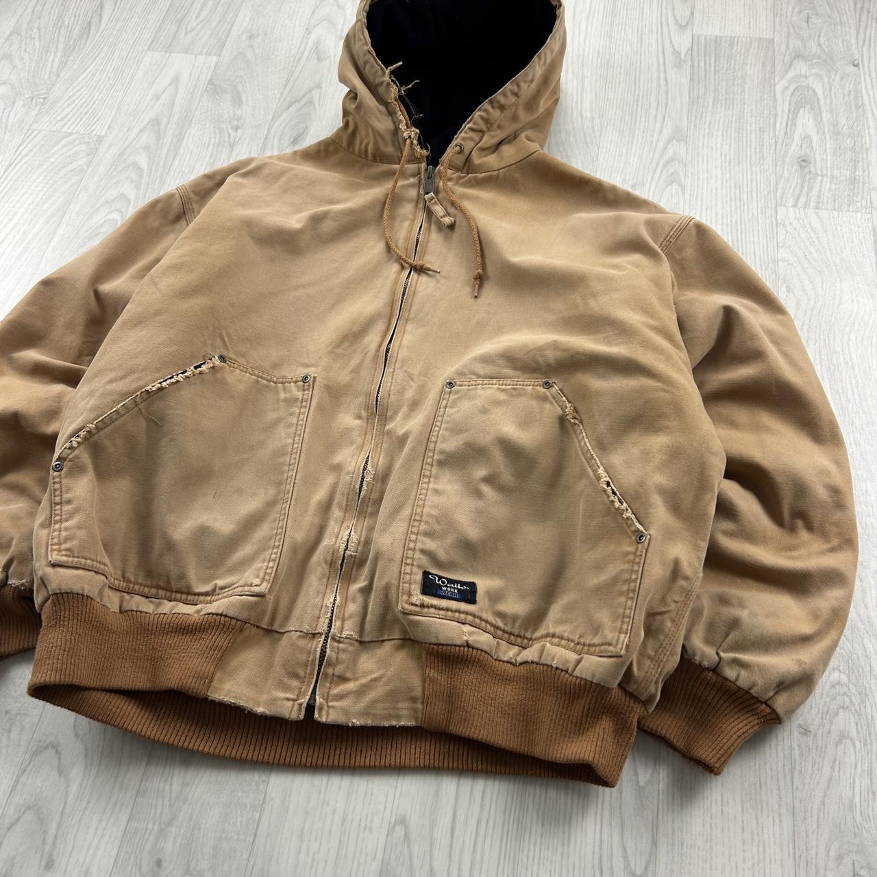 VINTAGE Y2K WALLS HOODED ACTIVE WORKWEAR BOMBER JACKET TAN
