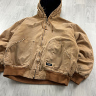 VINTAGE Y2K WALLS HOODED ACTIVE WORKWEAR BOMBER JACKET TAN