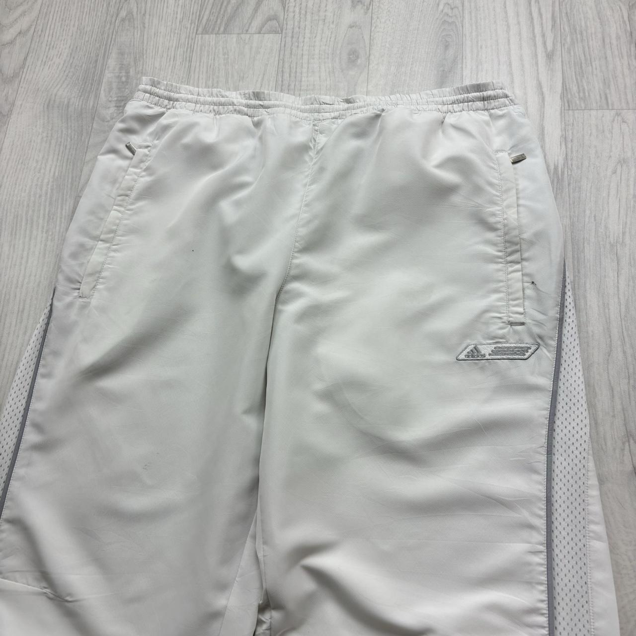 VINTAGE Y2K ADIDAS TECHNICAL BAGGY TRACKSUIT BOTTOMS WHITE
