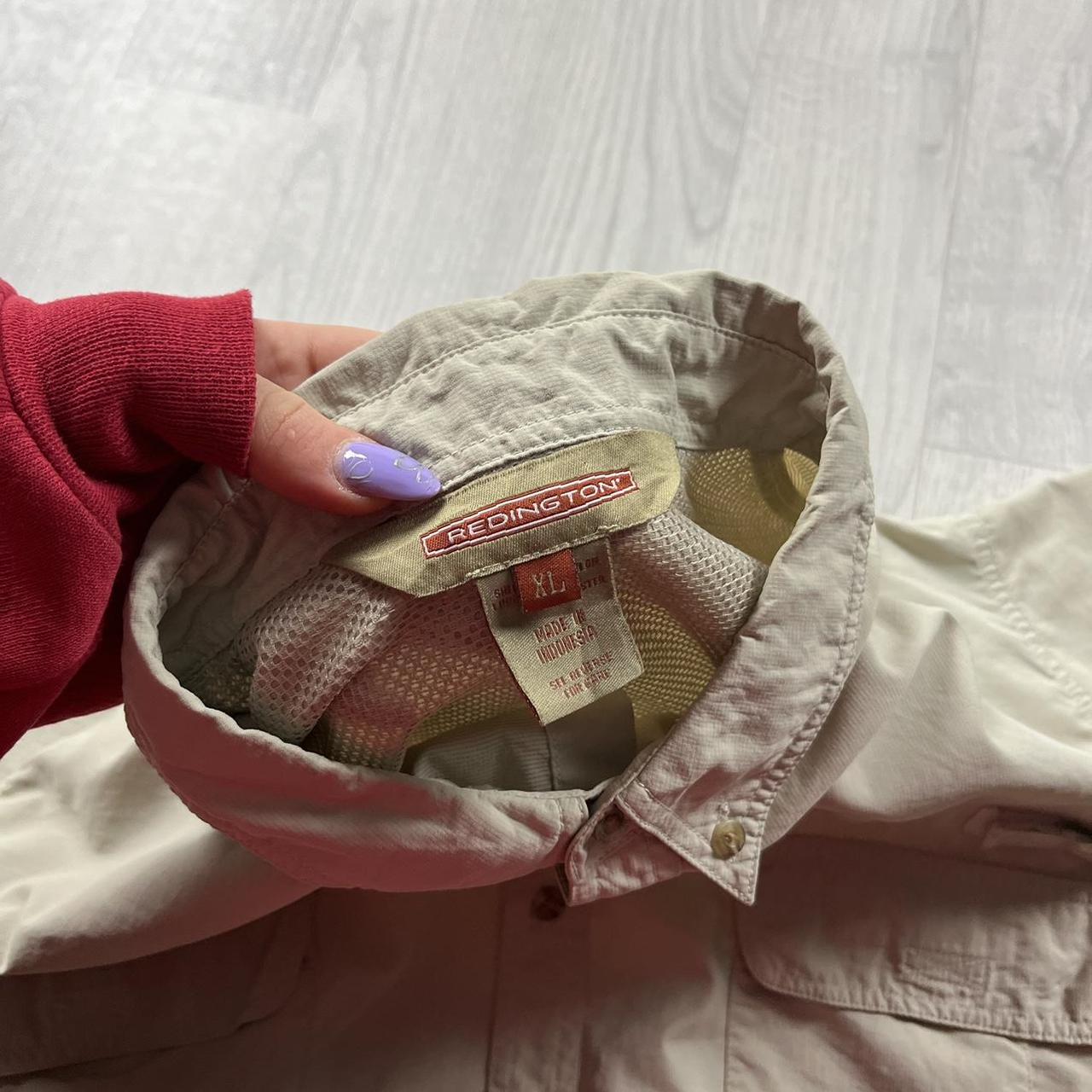 VINTAGE Y2K REDINGTON SHORT SLEEVE UTILITY SHIRT BEIGE
