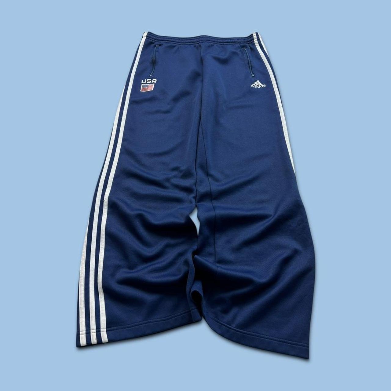 VINTAGE Y2K ADIDAS LOW RISE BAGGY TRACKSUIT BOTTOMS NAVY