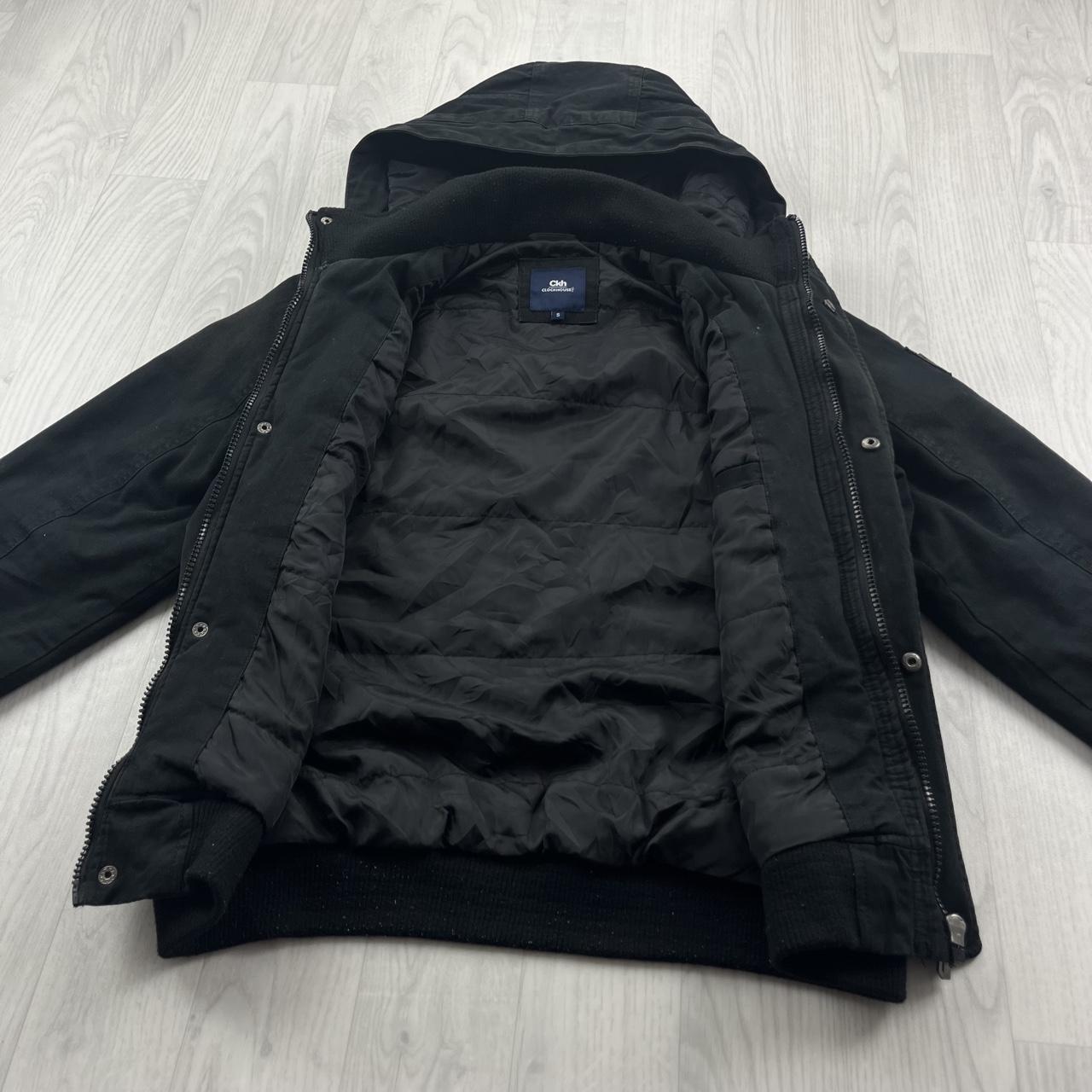 VINTAGE Y2K CLOCKHOUSE HOODED WORKWEAR BOMBER JACKET BLACK