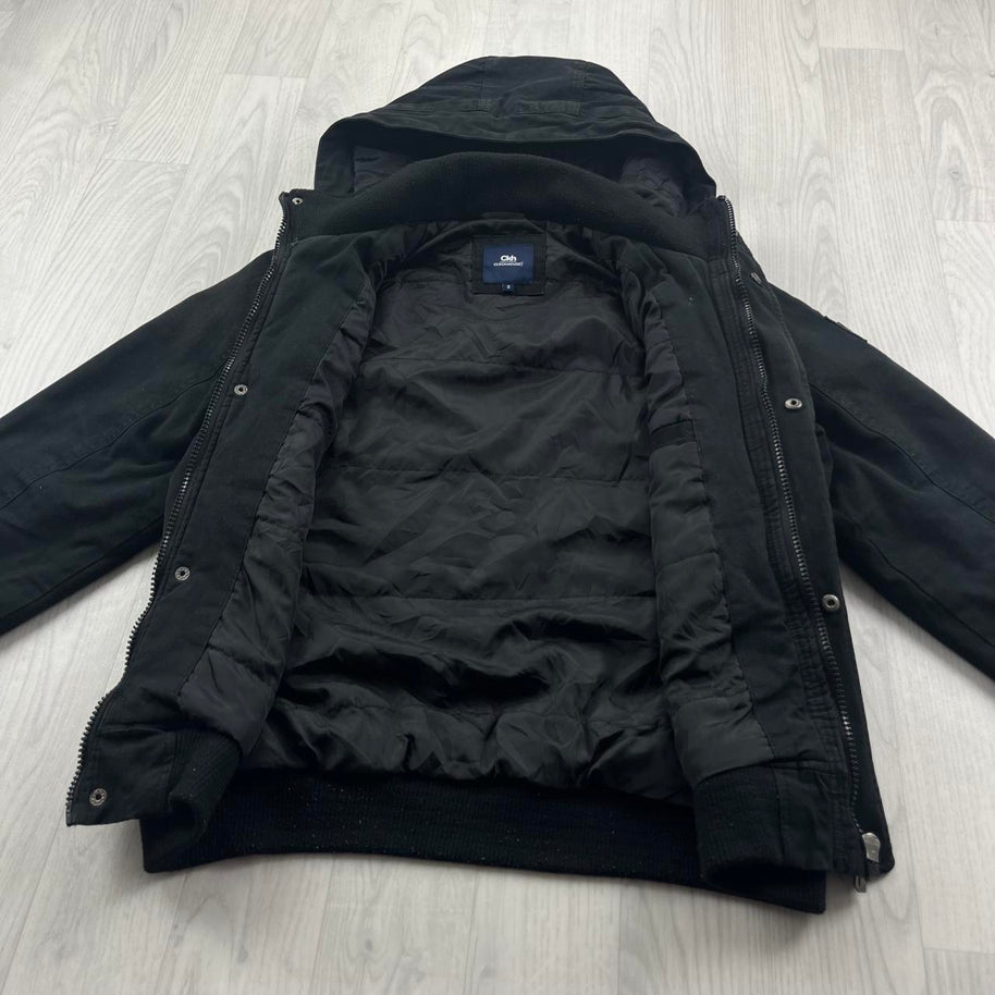 VINTAGE Y2K CLOCKHOUSE HOODED WORKWEAR BOMBER JACKET BLACK