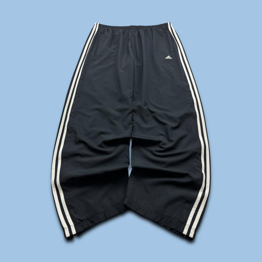 VINTAGE Y2K ADIDAS SIDE STRIPE BAGGY TRACKSUIT BOTTOMS BLACK WHITE (XL)