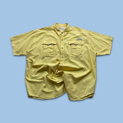 VINTAGE Y2K COLUMBIA UTILITY SHORT SLEEVE SHIRT YELLOW