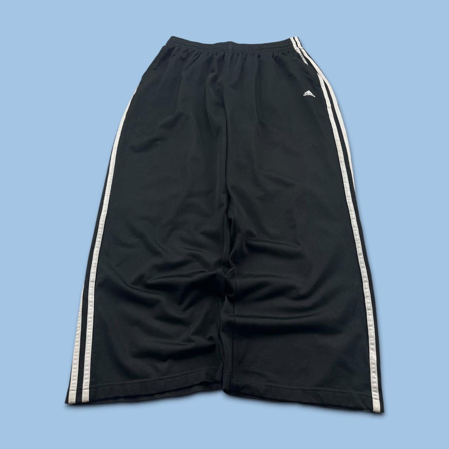VINTAGE Y2K ADIDAS SIDE STRIPE WIDE LEG TRACKSUIT BOTTOMS BLACK