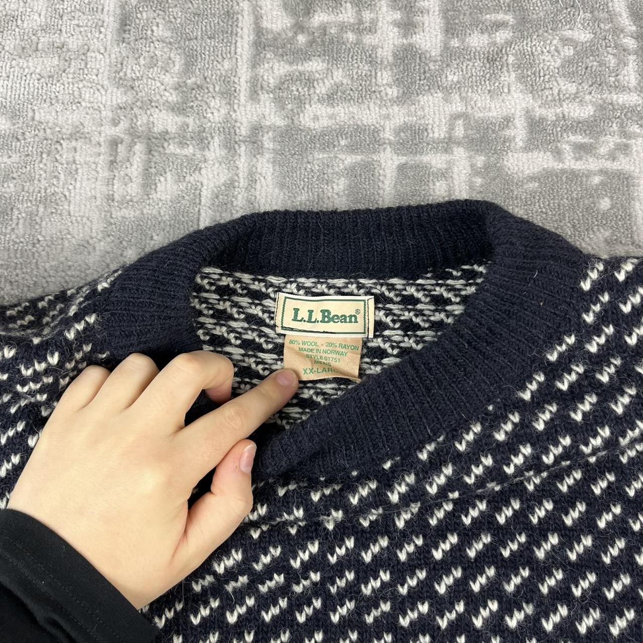 VINTAGE Y2K L L BEAN CHUNKY PATTERN ESSENTIAL KNITTED WOOL JUMPER NAVY
