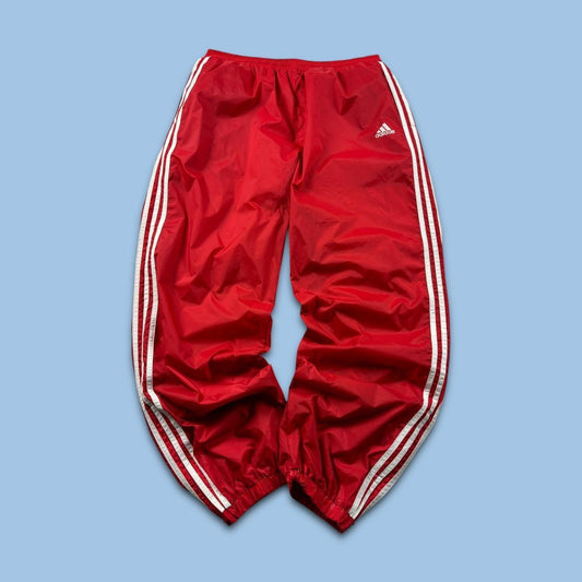 VINTAGE 90s ADIDAS TEAM BAGGY TRACKSUIT BOTTOMS RED