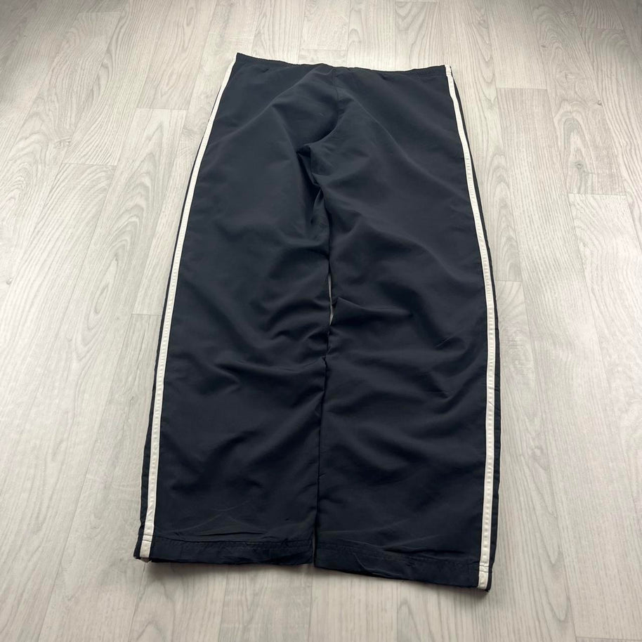 VINTAGE Y2K ADIDAS SIDE STRIPE BAGGY TRACKSUIT BOTTOMS BLACK