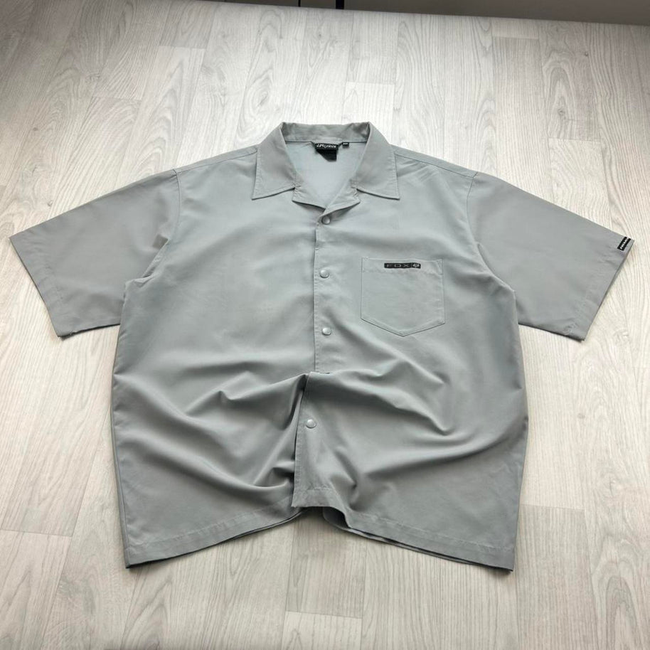 VINTAGE 00s FOX RACING SHORT SLEEVE BUTTON UP SHIRT GREY