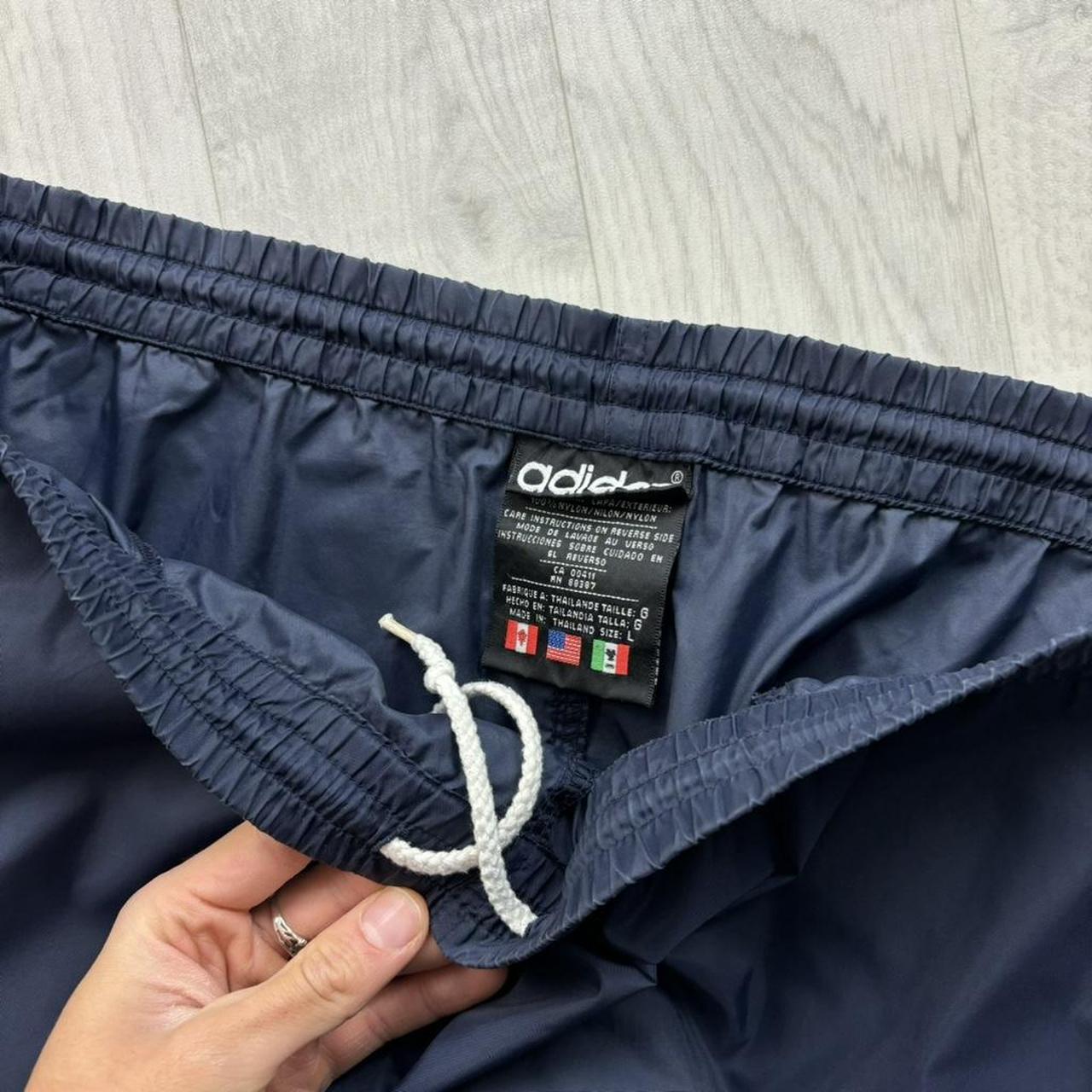 VINTAGE 90s ADIDAS BAGGY SHELL TRACKSUIT BOTTOMS NAVY