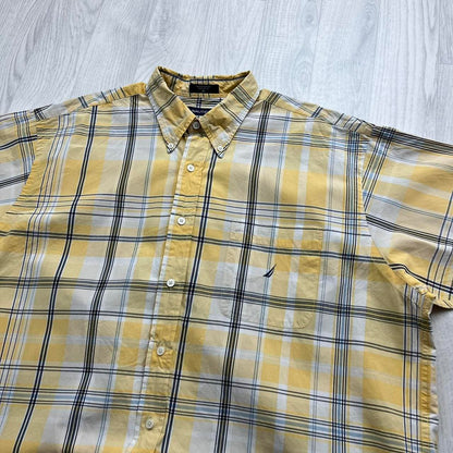 VINTAGE Y2K NAUTICA SHORT SLEEVE SHIRT YELLOW