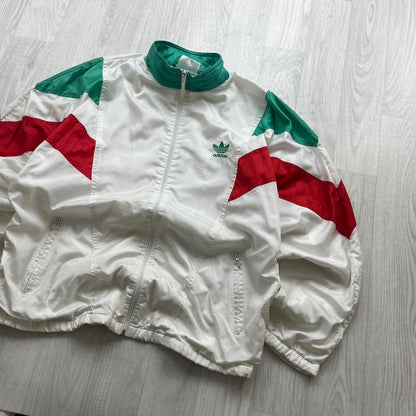 VINTAGE 90s ADIDAS PANELLED WINDBREAKER TRACK JACKET WHITE