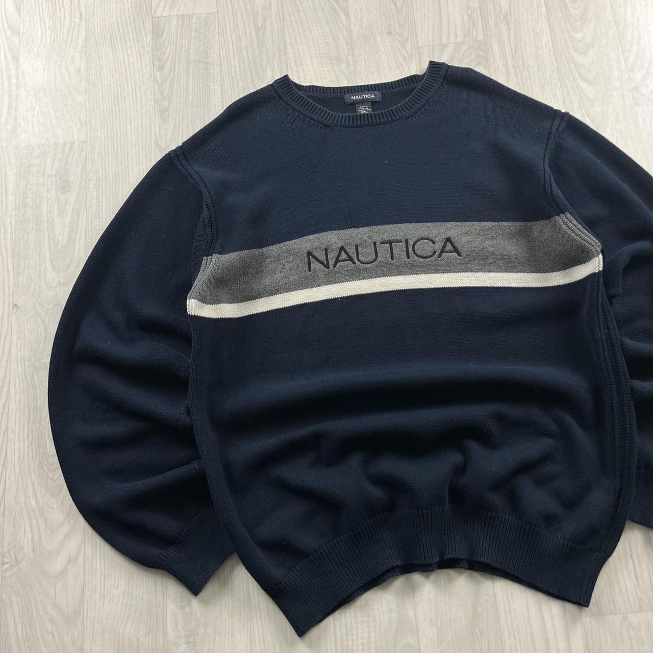 VINTAGE Y2K NAUTICA CHUNKY STRIPED KNITTED JUMPER NAVY
