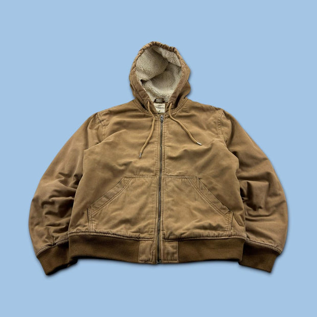 H&M HOODED BOMBER JACKET BEIGE