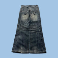 VINTAGE Y2K GRUNGE STRAIGHT LEG FADED JEANS NAVY BLUE