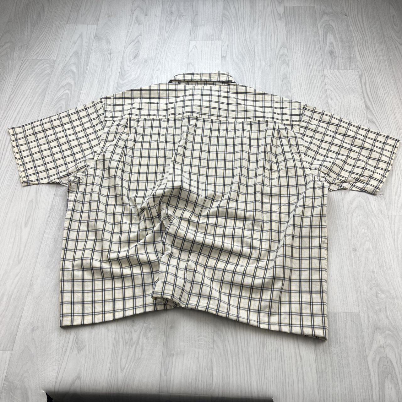 VINTAGE 00s WRANGLER CHECKERED CROPPED SHORT SLEEVE BUTTON UP SHIRT CREAM
