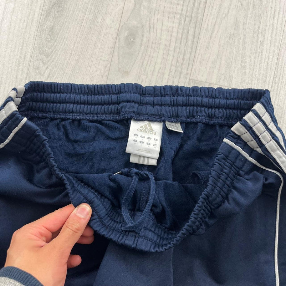 VINTAGE Y2K ADIDAS SIDE STRIPE BAGGY TRACKSUIT BOTTOMS NAVY