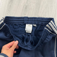 VINTAGE Y2K ADIDAS SIDE STRIPE BAGGY TRACKSUIT BOTTOMS NAVY