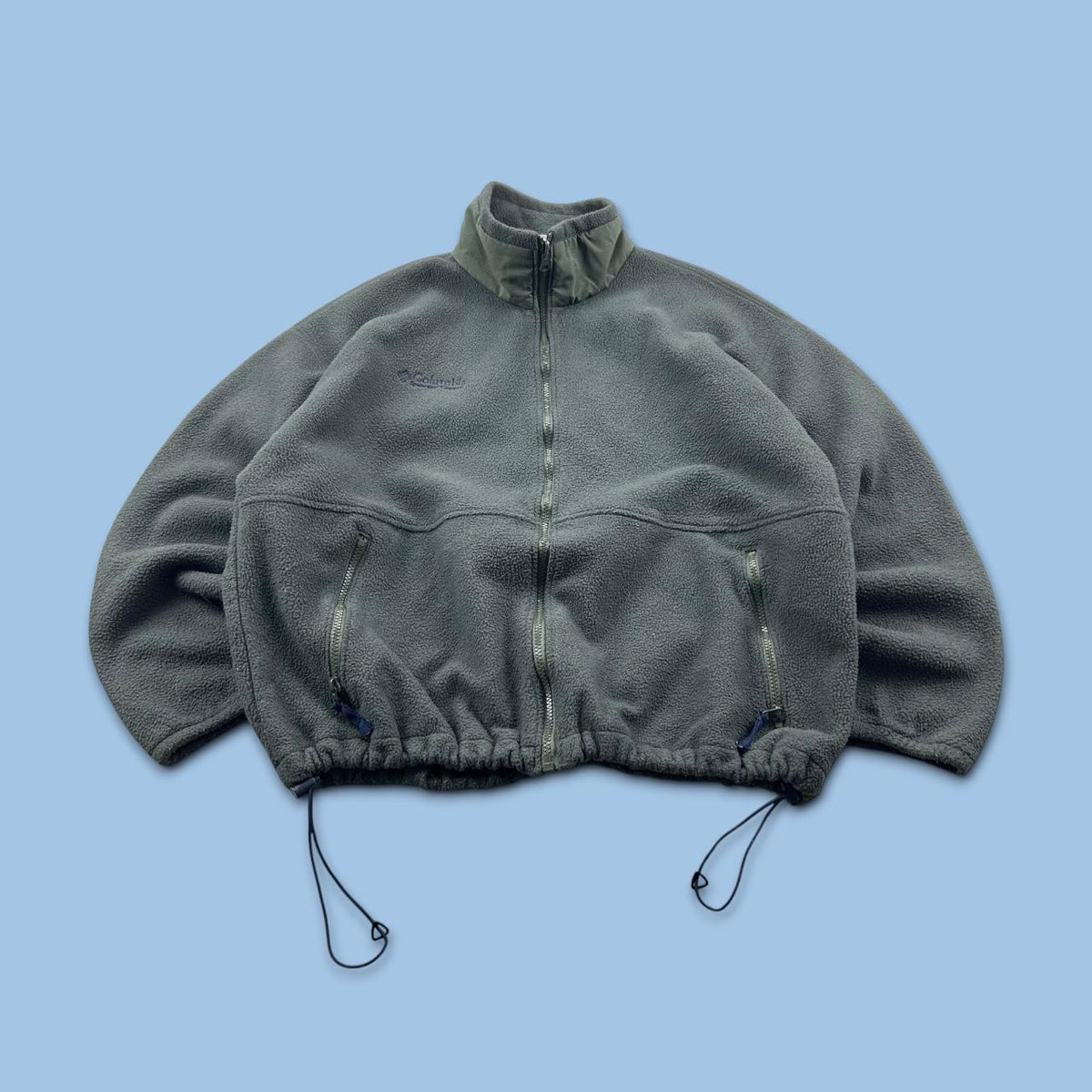 VINTAGE 90s COLUMBIA ZIP UP FLEECE JACKET KHAKI GREEN