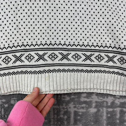 VINTAGE Y2K CHAPS CHUNKY KNITTED JUMPER WHITE